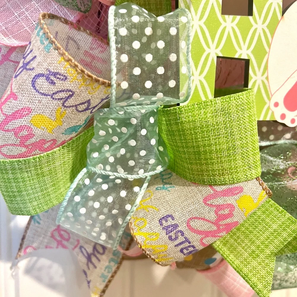 13” Happy Easter Ribbon Wreath 